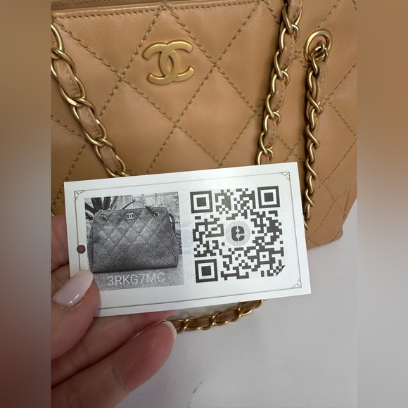 Authentic CHANEL Crown Shoulder Tote Bag Beige - Picture 12 of 12